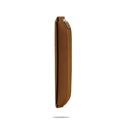 PU Leather Pencil Bag - Portable Multi-Function Storage Pouch with Elastic Band & Pen Clip for Office, Laptop & Notebook