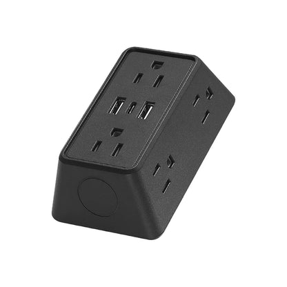 9-in-1 Power Strip – 2 USB Sockets, 1 Type-C Socket, 6 AC Sockets, Compact Wall Plug Power Expander