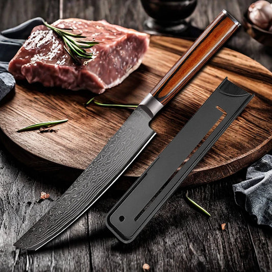 67-Layer Damascus Steel Japanese Chef Knife – Meat Cleaver, Fish & Sushi Slicing, Filleting Kitchen Knife