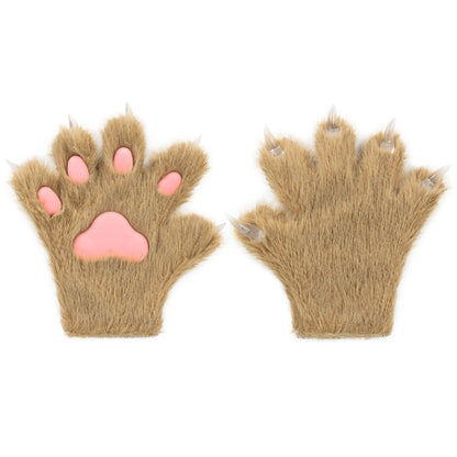 Furry Animal Paw Gloves – Cat, Wolf, Fox, Dog Fluffy Costume Mittens for Kids Cosplay, Halloween & Christmas