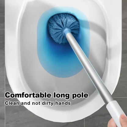 Wall-Mounted Toilet Brush Set – Long Handle Flexible Bathroom Cleaning Tool with Holder