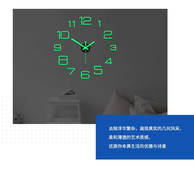 2023 Modern Large 3D DIY Wall Clock – Acrylic Mirror Quartz Clock for Living Room Home Decor