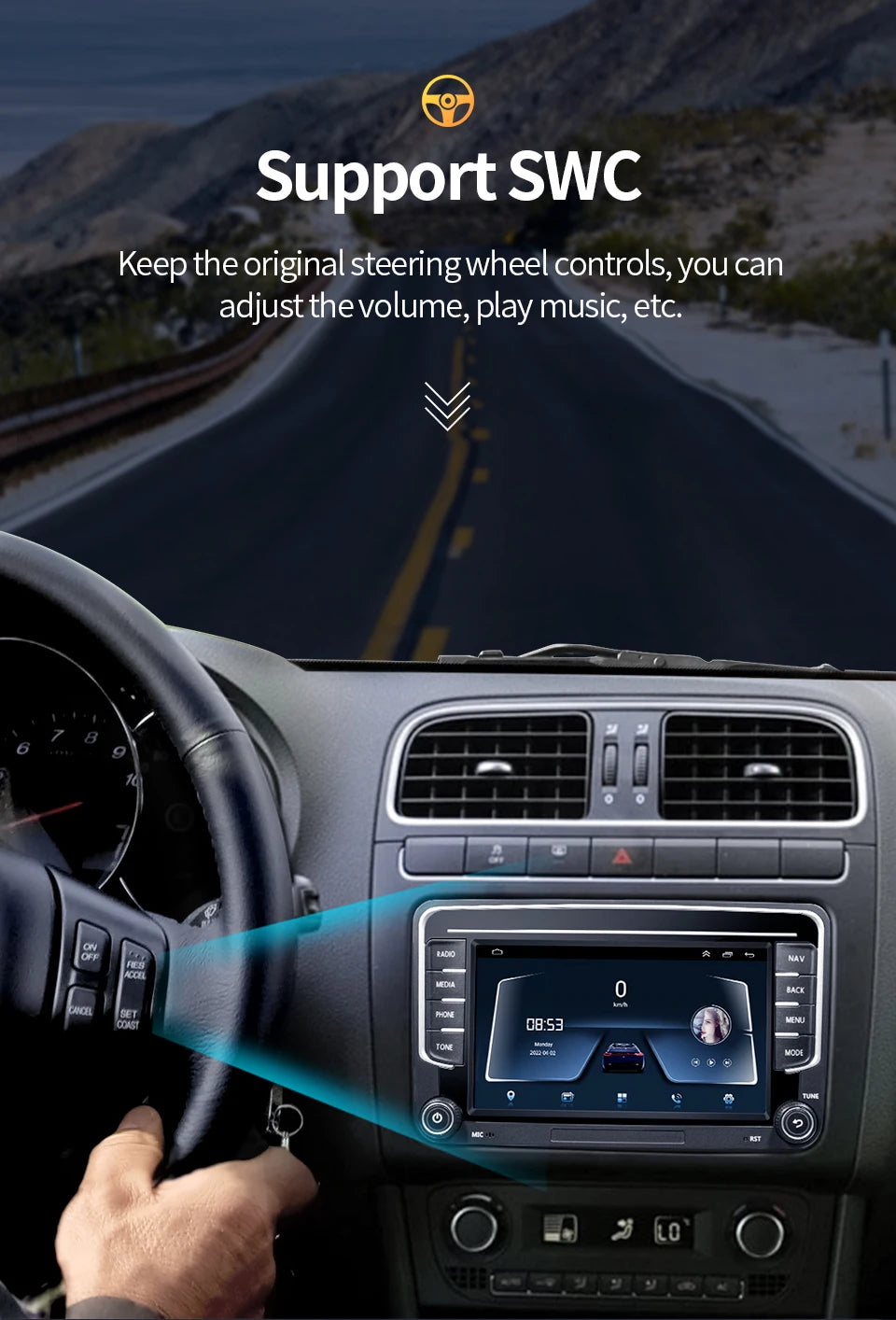 GRANDnavi Android 13 Car Radio GPS - 2Din Multimedia Player for VW, Skoda Octavia, Golf 5/6, Passat B6, Polo, Jetta