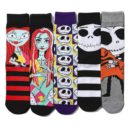 Cartoon Anime Crew Socks - 5 Pairs Unisex Hip Hop Street Style Novelty Casual Socks for Men and Women