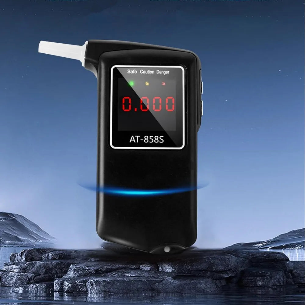 GREENWON AT-858S Breathalyzer – Portable Breath Alcohol Tester with Mouthpieces for Personal Alcohol Detection