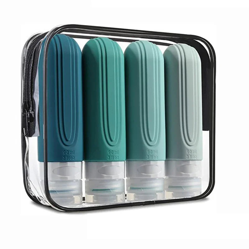 90ml Silicone Travel Bottles Set – Leak-Proof, Refillable Dispenser for Shampoo & Conditioner