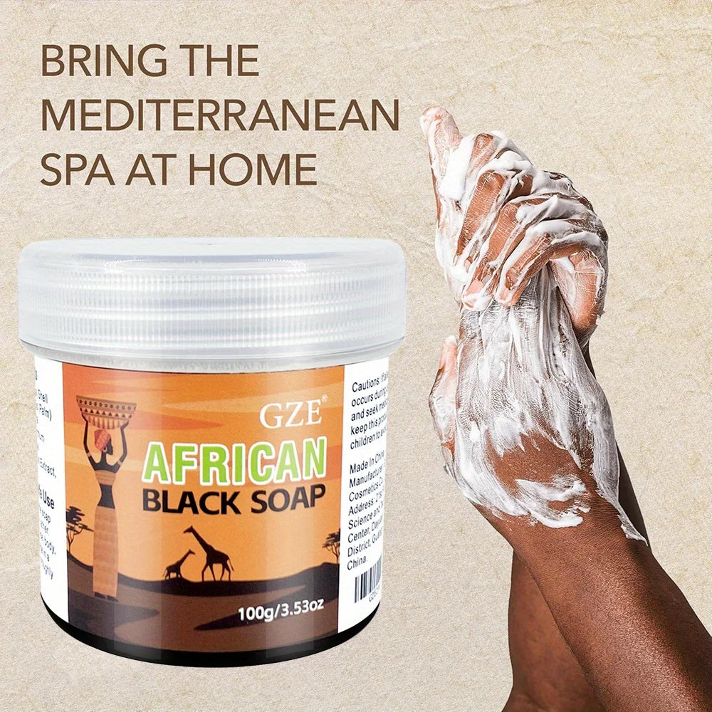 GZE African Black Soap 3 in 1 Cleanser – Face, Hair & Body Wash, Deeply Cleanses & Moisturizes with Natural Ingredients
