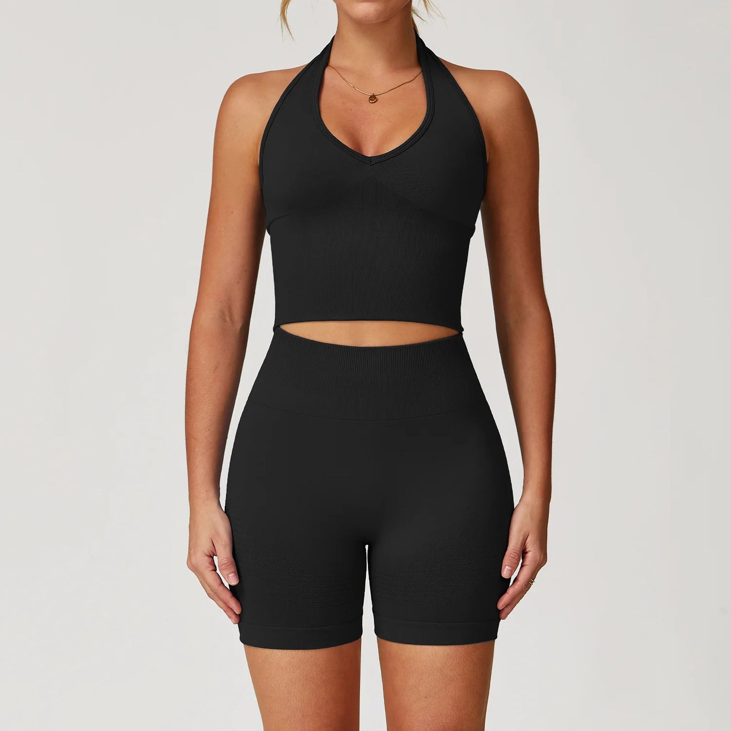 Women’s Seamless 2/3 Piece Yoga Set – Fitness Workout Sportswear with Leggings, Sports Bra & Long Sleeve Gym Outfit