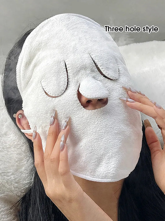 Skin-Friendly Hot Compress Face Towel with Hanging Ear - Steam Heating and Cold Wet Compress Irrigation Towel