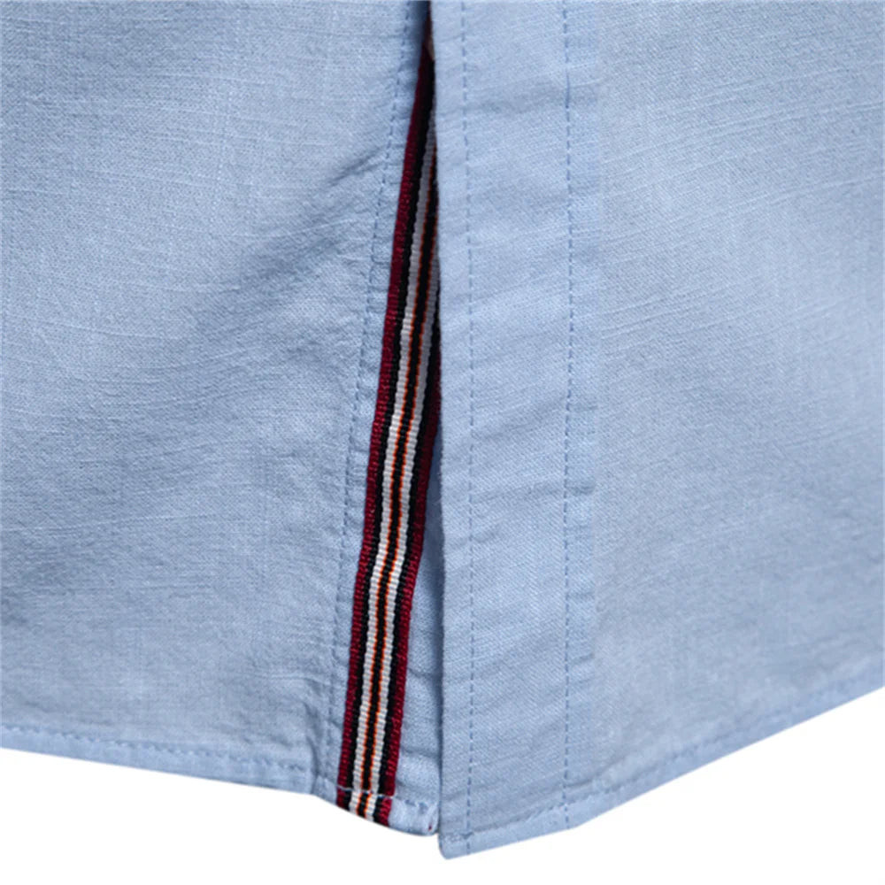AIOPESON Men's 100% Cotton Shirt - Solid Color Long Sleeve Casual Shirt for Spring
