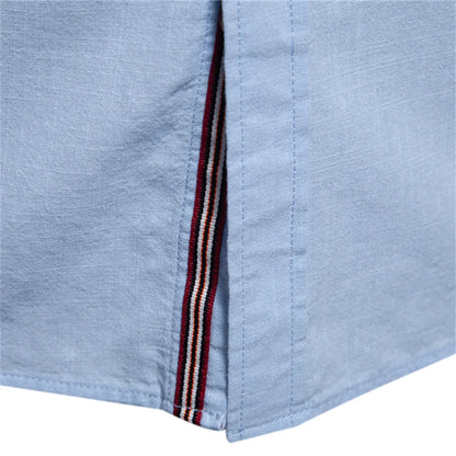 AIOPESON Men's 100% Cotton Shirt - Solid Color Long Sleeve Casual Shirt for Spring