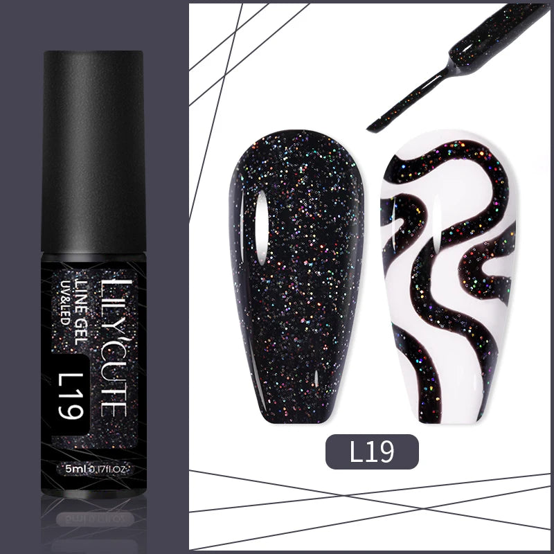 LILYCUTE 5ml Silver Metallic Liner Gel Polish – Super Bright UV Nail Art Stripe & Drawing Paint Varnish, Mirror Effect Graffiti Gel