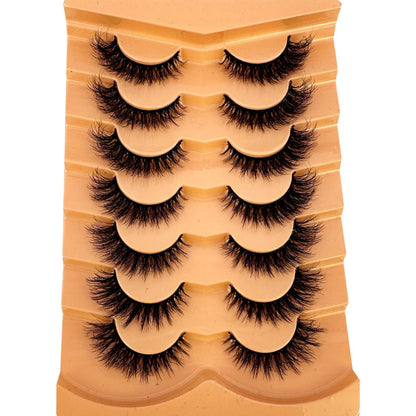 7 Pairs 3D Mink Fur False Eyelashes – Thick Short Dramatic Natural Look Makeup Lashes Wholesale