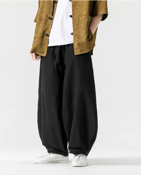 Men’s Spring Loose Harem Pants – Linen Oversized Sweatpants, High-Quality Casual Brand Trousers