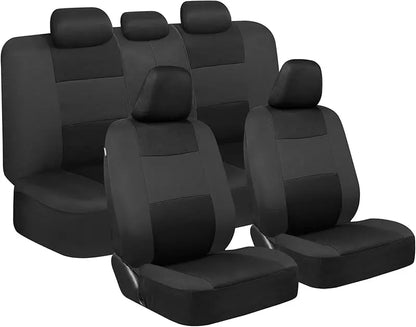 Universal Beige Car Seat Covers Full Set - Easy-Install Front and Rear Split Bench Seat Protectors for Cars, Trucks, SUVs, and Vans