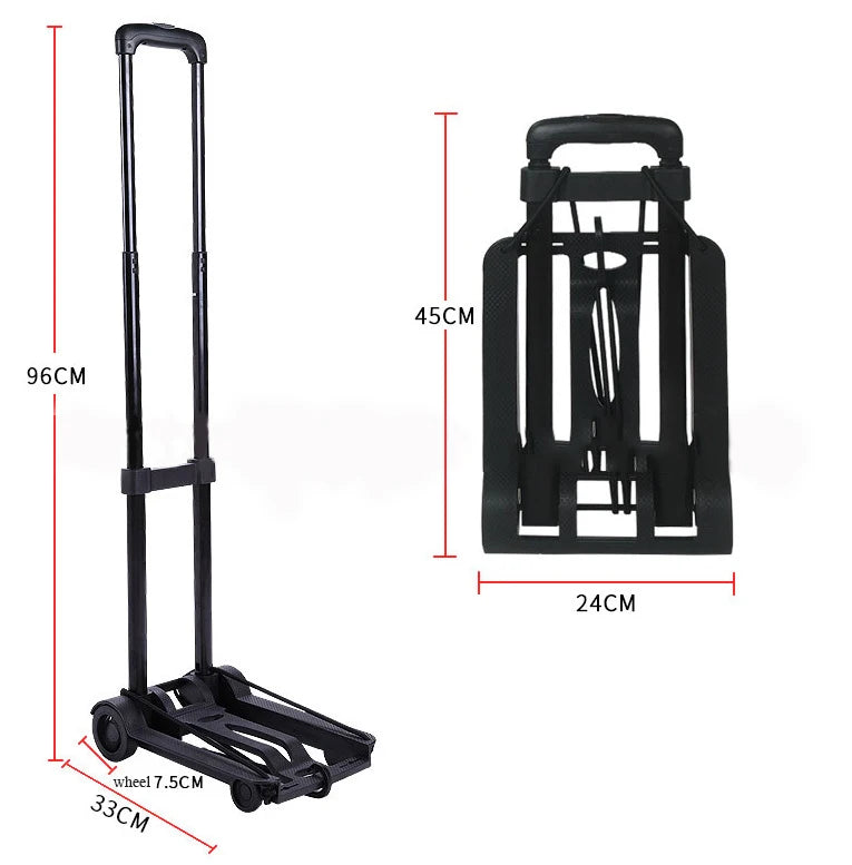 2/4-Wheeled Small Truck with Foldable Pull Rod – Portable Grocery, Luggage & Household Shopping Cart