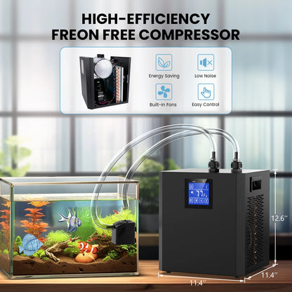 Aquarium Chiller 79Gal 1/3 HP - Water Chiller for Home Use, Hydroponics, Axolotl, Fish, Coral, Shrimp, 110V with Pump and Pipe