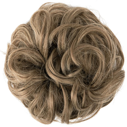 Synthetic Messy Hairpiece Chignon Scrunchie – Blonde & Brown Donut Bun for Women, Elastic Daily Use Hair Extension H9
