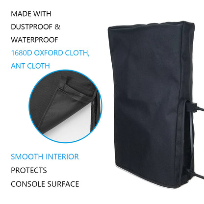 PS5 Slim Console Dust Cover – Waterproof Protective Sleeve for Vertical/Horizontal Use, Dust Proof Case for PlayStation 5 Slim