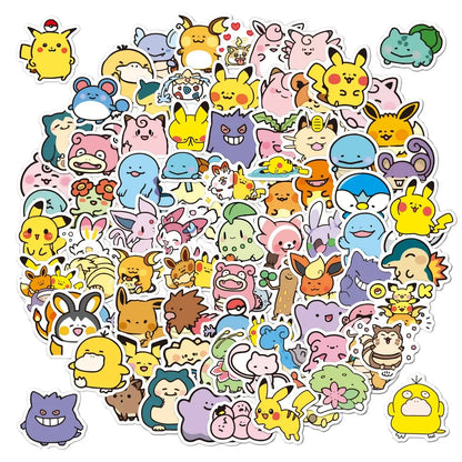 Pokemon Anime Cartoon Stickers 50–100PCS - Cute Waterproof-Style Decals for Laptops, Motorcycles, Stationery and DIY Crafts
