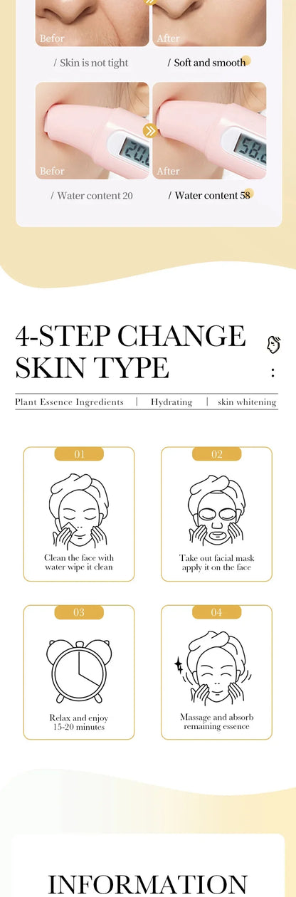 15pcs 24K Gold Hyaluronic Acid Face Mask, Firming, Moisturizing, Anti-Wrinkle, Whitening Skin Care Masks