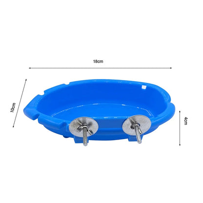 Multifunctional Parrot Food Tray: Creative Blue Bathtub for Animal Cage - Standing Wash Shower Box Bird Toy & Pet Cleaning Product