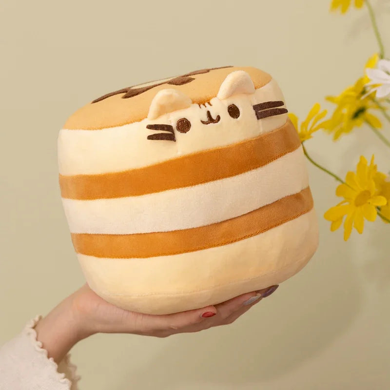 Cute Pancake Cat Plush Toy - Soft Kawaii Food-Shaped Stuffed Animal for Hugs, Sofa, Bed, Home Decor, and Gifts