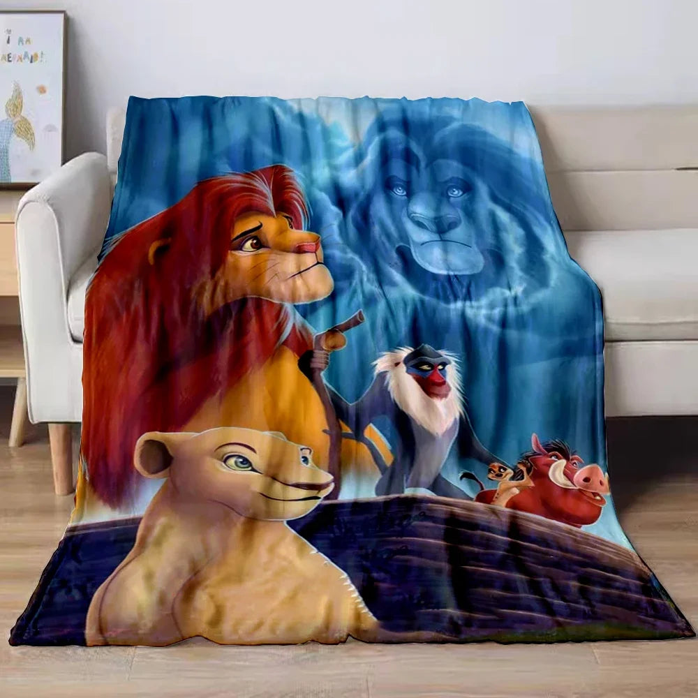 Lion King Simba Cartoon Flannel Blanket – Soft Cozy Throw for Sofa, Bed, Car, Camping, Travel & Kids Gift