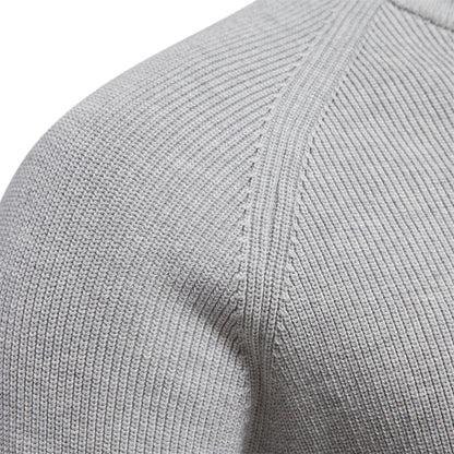 Men's Autumn Cotton Zipper Cardigan - High Collar Warm Knitted Casual Sweater Winter Top