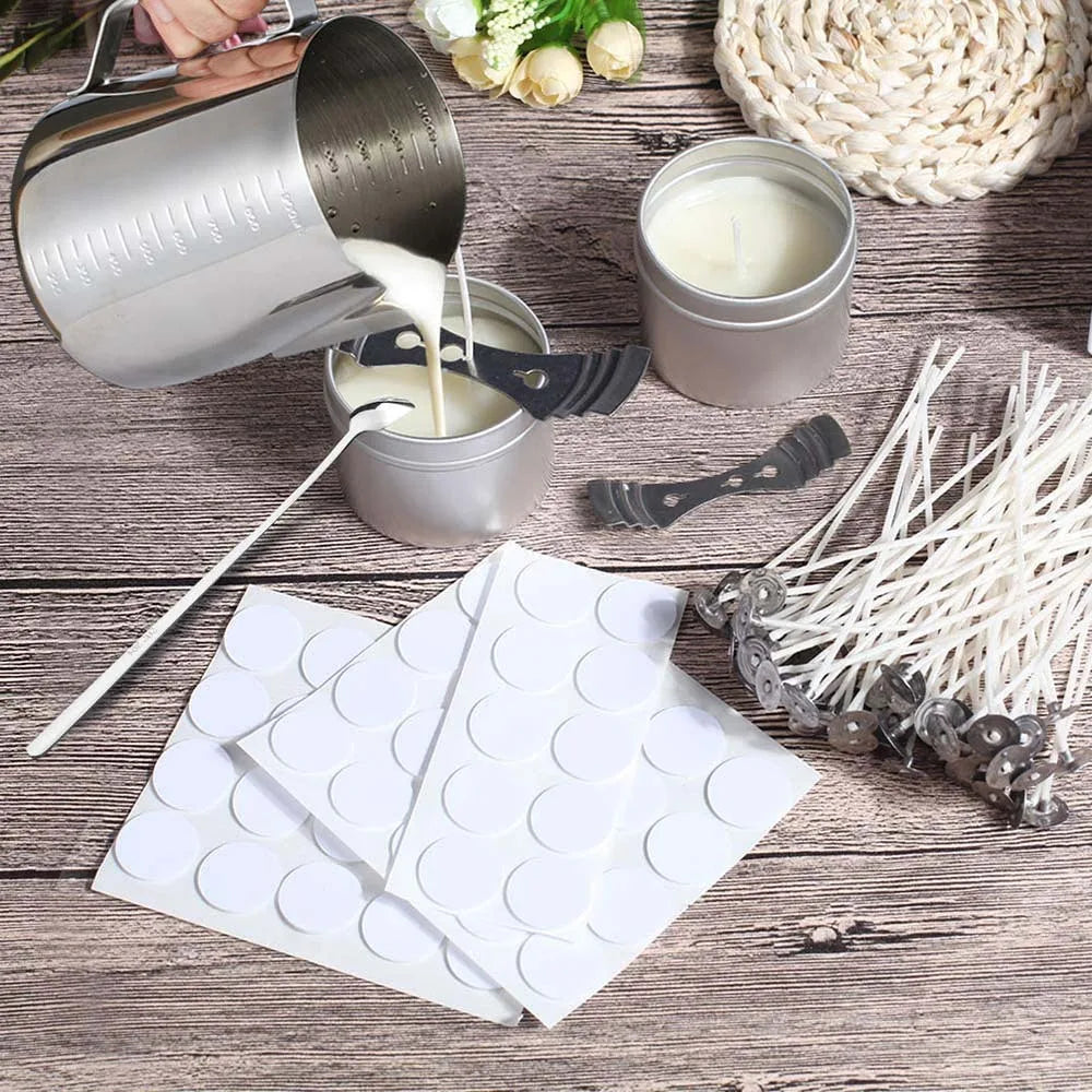 Smokeless Candle Wicks – Pre-Waxed Cotton Core with Metal Sustainer Tabs, 2.6-20cm for DIY Handmade Candle Making