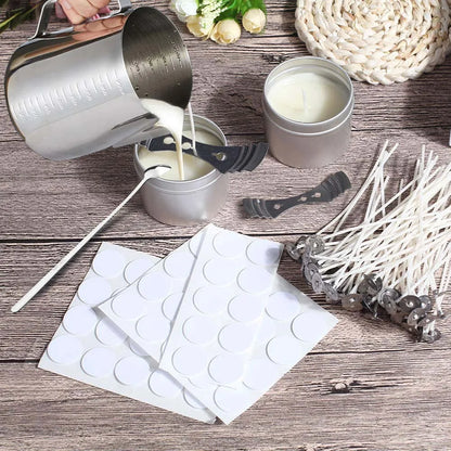 Smokeless Candle Wicks – Pre-Waxed Cotton Core with Metal Sustainer Tabs, 2.6-20cm for DIY Handmade Candle Making
