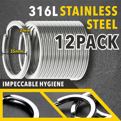 10/30PCS Stainless Steel Key Rings - Polished Silver Round Split Rings for DIY Jewelry Making & Keychain Crafts 25-35mm