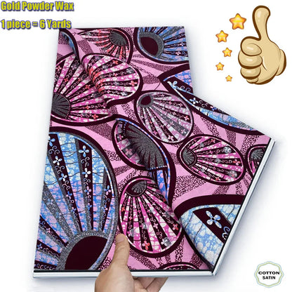 African Grand Golden Wax Fabric - Glitter Gold Ankara Pagne Batik Print Soft Cotton Fabric