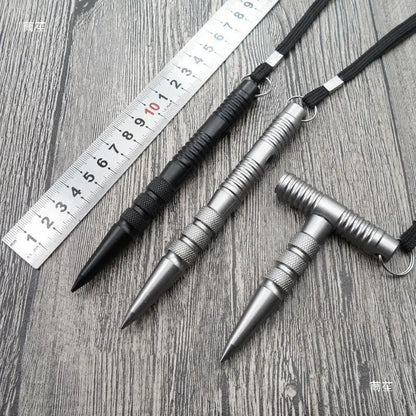 Portable Combination Key Stick – Aviation Aluminum Cool Outdoor Pen-Shaped Broken Window Tool with Pointed Cuban Rattan
