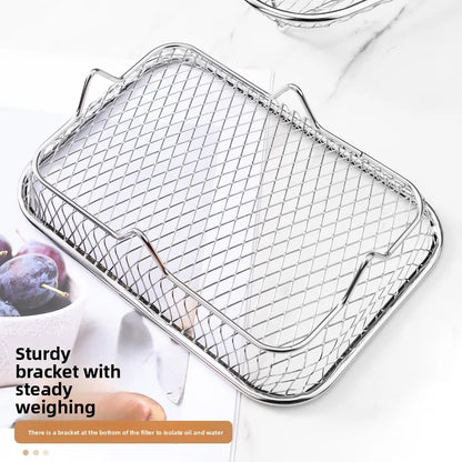 Stackable Air Fryer Rack - Stainless Steel Grill Basket & Non-Stick Cooking Tray for Kitchen Use