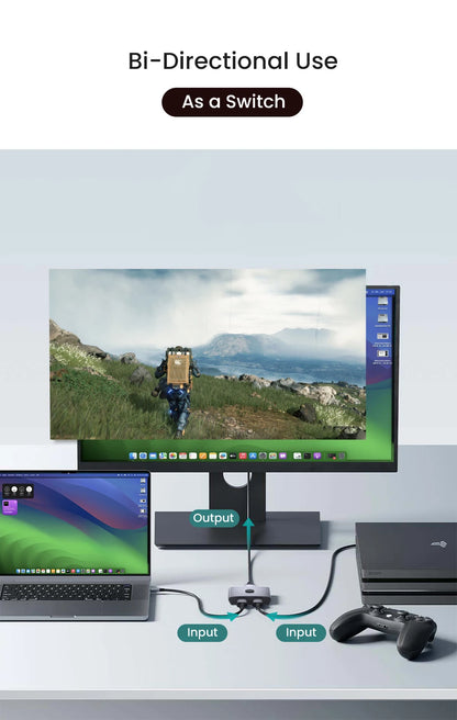 NIERBO 8K Bi-Directional HDMI 2.1 Switch Splitter - 2 in 1 Out Ultra HD 4K@120Hz 8K@60Hz 48Gbps Aluminum Hub for PS5 & Xbox