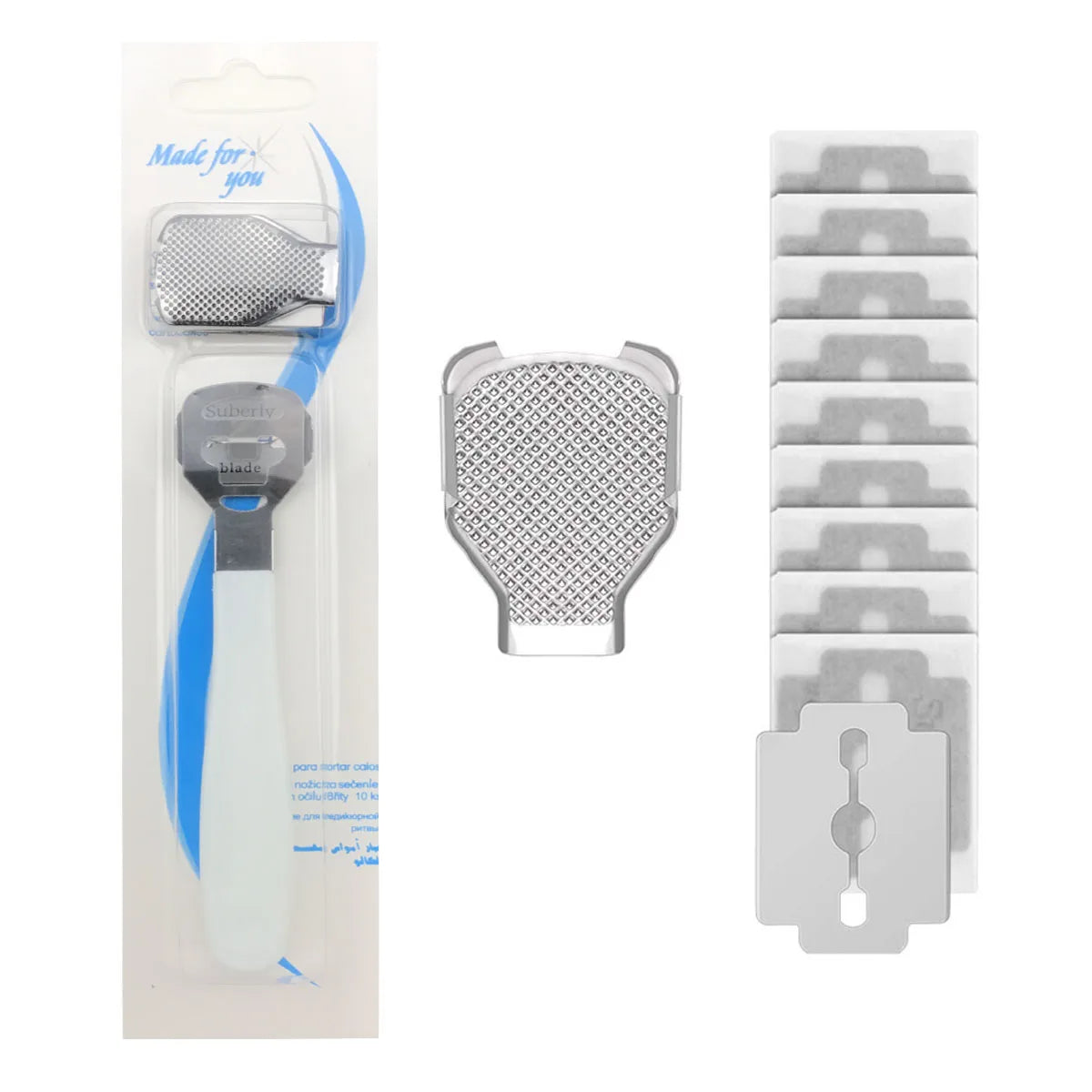 Foot Callus Shaver – Stainless Steel Heel & Hard Skin Remover with 10 Blades Pedicure Tool