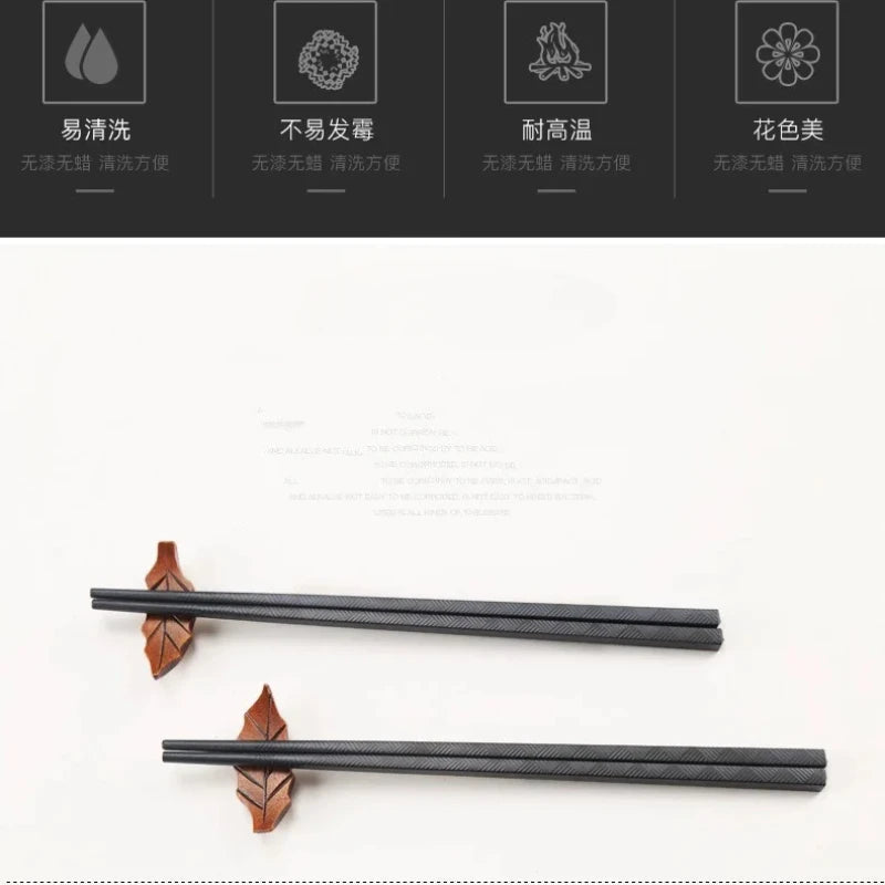 Reusable Black Alloy Chinese Chopsticks – Food Grade, Safe Bamboo, High-Temperature Sterilizable Sushi Sticks