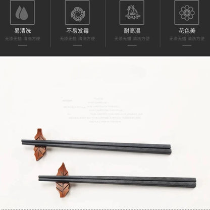 Reusable Black Alloy Chinese Chopsticks – Food Grade, Safe Bamboo, High-Temperature Sterilizable Sushi Sticks