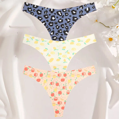 3PCS Women’s Sexy G-String Set - Colorful Seamless Bikini T-Back Low Waist Lingerie Underwear