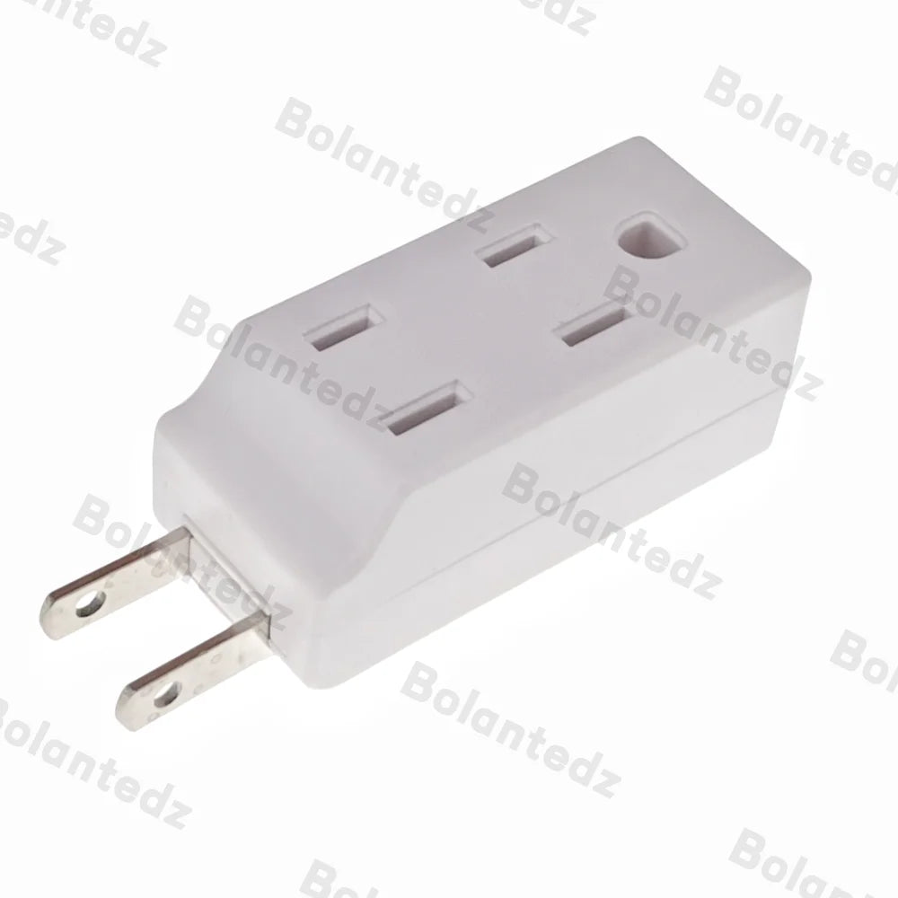 3-in-1 US Power Plug Adapter - NEMA 1-15R Two-Pin to Three-Pin Socket Converter for American Standard Plugs