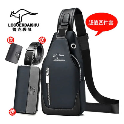 Men's Waterproof Oxford Chest Bag – Korean Style Casual Sport Crossbody Shoulder Messenger Bag