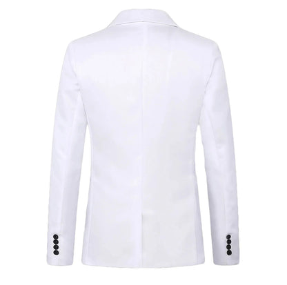 Men’s Casual Business Slim Fit Suit Jacket — Trendy Autumn Single-Button Formal Blouse, Non-Iron Solid Color