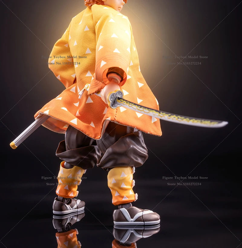1/12 Scale Agatsuma Zenitsu Anime Figure – Orange Kimono Coat for 6" SHF Soldier Doll Accessories