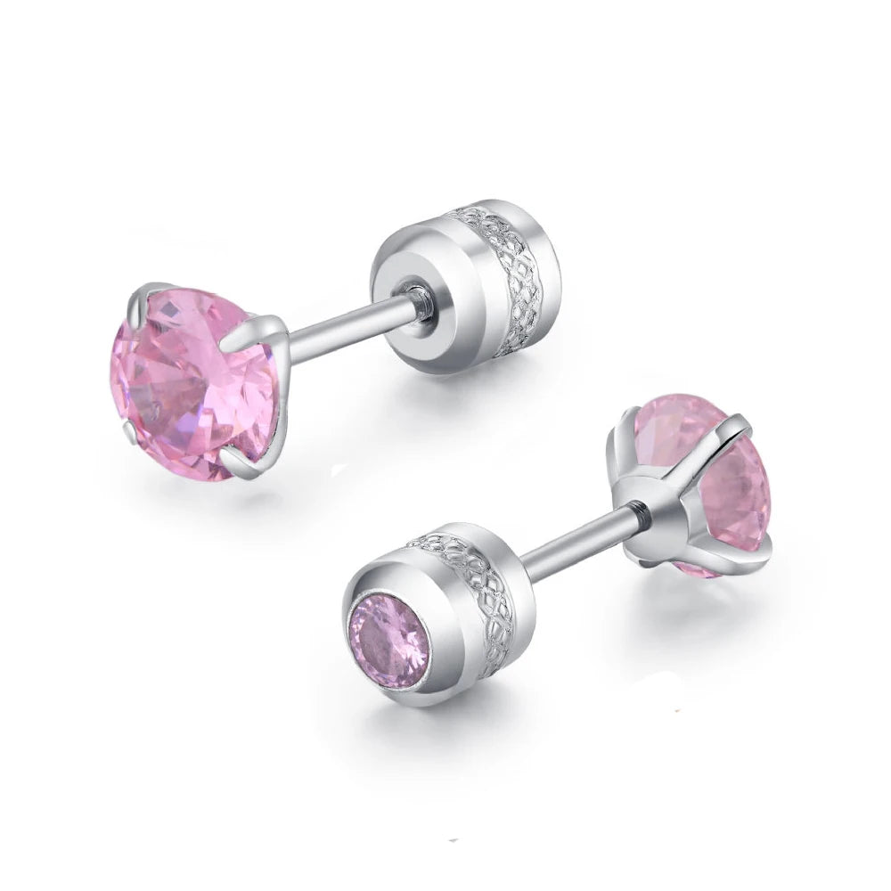 Medical Stainless Steel Crystal Zircon Ear Studs – Hypoallergenic Tragus & Cartilage Screw Piercing Earrings Jewelry