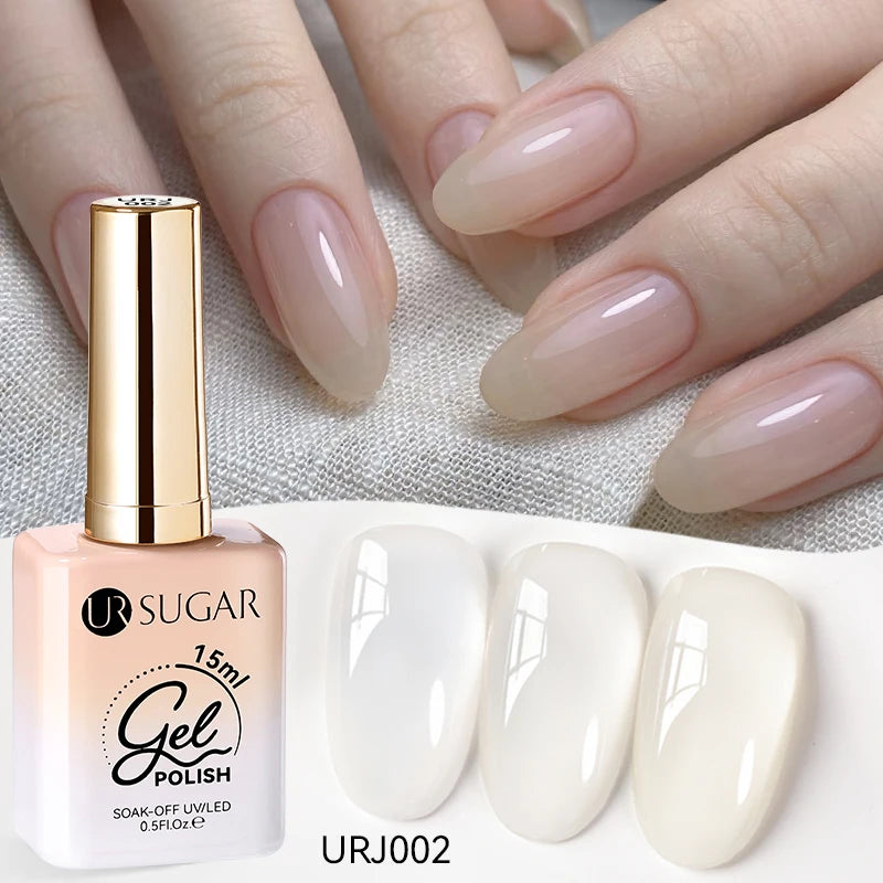 UR SUGAR 15ml Jelly Milky White Gel Polish – Translucent UV Soak Off Nail Art Varnish Semi-Permanent Fashion Nail Color
