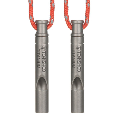 TOMSHOO Titanium Emergency Whistle - Lightweight Outdoor Survival Whistle with Cord for Camping, Hiking & Exploring