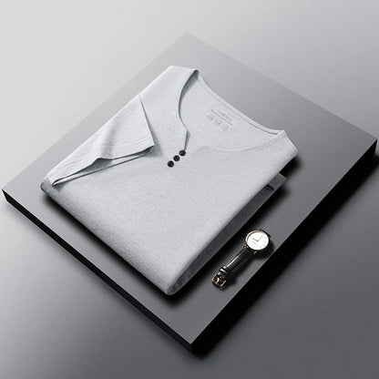 Men's Henley Neck T-Shirt - Short Sleeve Casual Summer Top