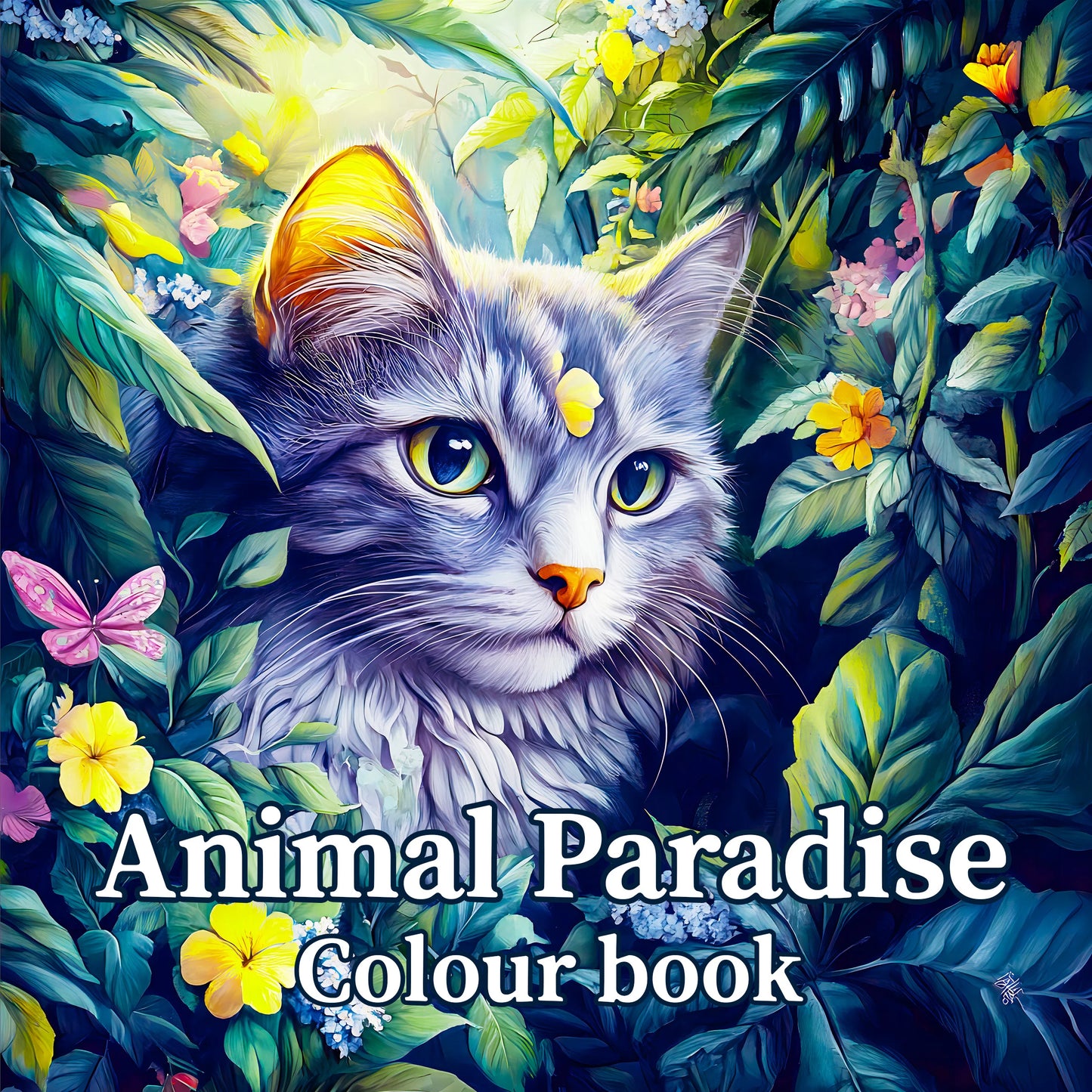 Animal Paradise Coloring Book for Adults - Cute Cats & Floral Designs for Relaxation and Creative Art Therapy