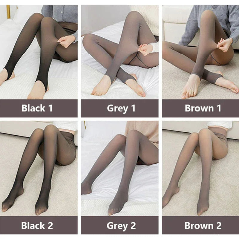 Thick Fleece-Lined Winter Leggings – Women’s Warm Polar Tights, Skin-Effect Pantyhose & Fake Translucent Wool Pants